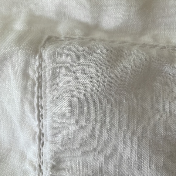 Calypso white linen hemstitch high-low tunic blouse - Picture 4 of 6